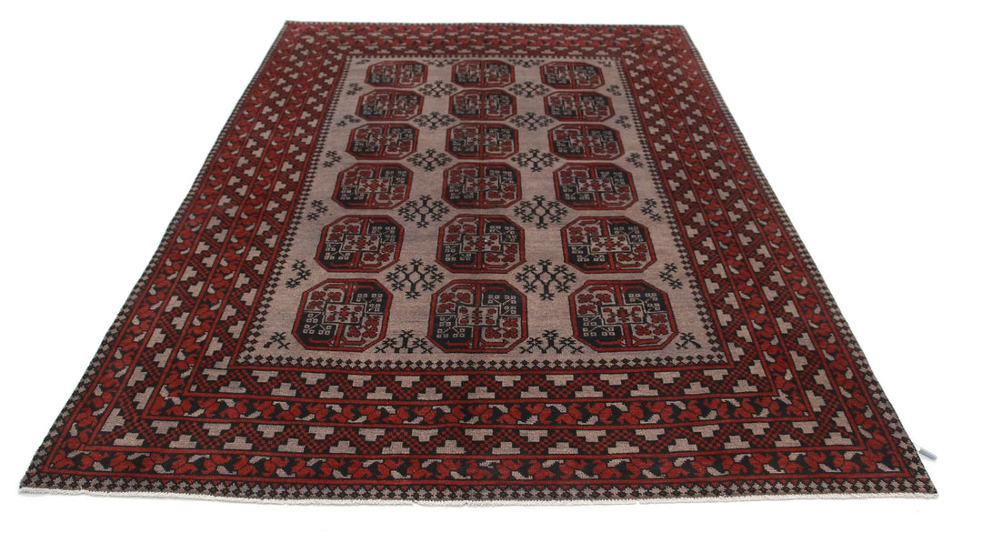 Afghan Akcha Revival Rug 6' 5" x 9' 5" Hand-Knotted | No. AT49092