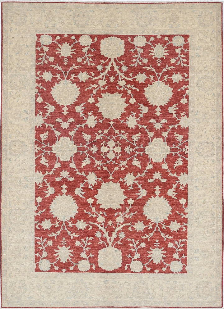 Afghan Ziegler Rug 5' 7" x 7' 9" Hand-Knotted | No. AT49103