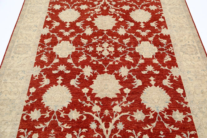 Afghan Ziegler Rug 5' 7" x 7' 9" Hand-Knotted | No. AT49103