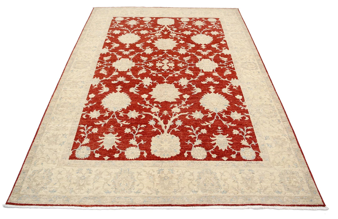 Afghan Ziegler Rug 5' 7" x 7' 9" Hand-Knotted | No. AT49103
