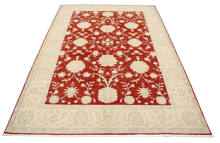 Afghan Ziegler Rug 5' 7" x 7' 9" Hand-Knotted | No. AT49103