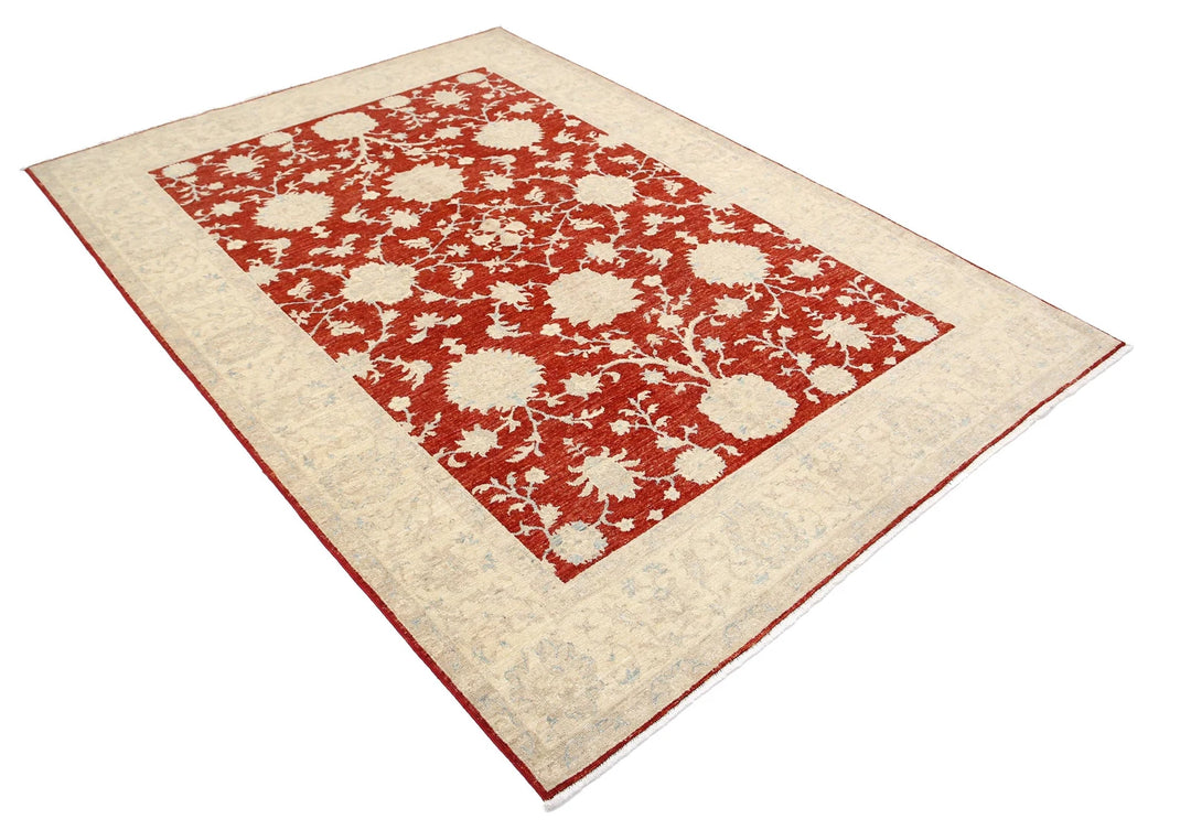 Afghan Ziegler Rug 5' 7" x 7' 9" Hand-Knotted | No. AT49103