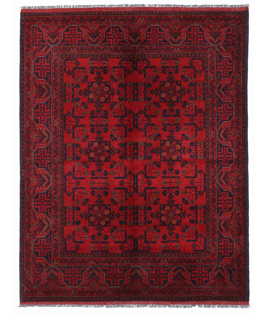 Afghan Oriental Rug 4' 11" x 6' 5" Hand-Knotted | No. AT49351