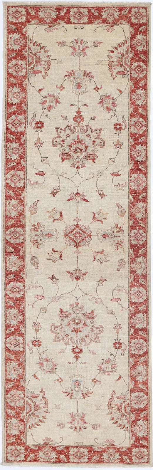 Ivory Afghan Ziegler Rug 2' 6" x 8' 4" Hand-Knotted | No. AT49634