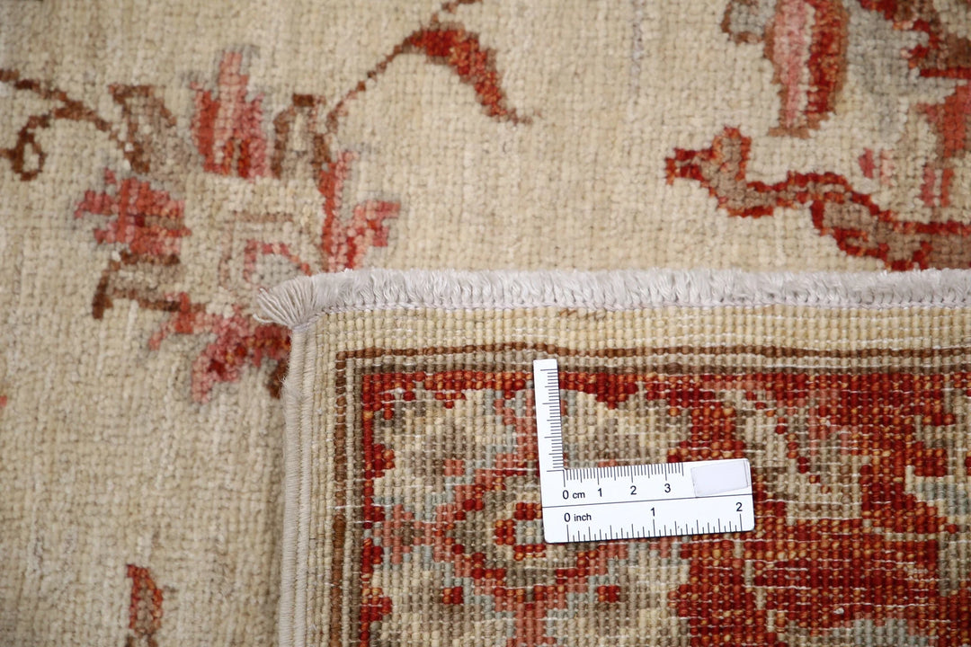 Ivory Afghan Ziegler Rug 2' 6" x 8' 4" Hand-Knotted | No. AT49634