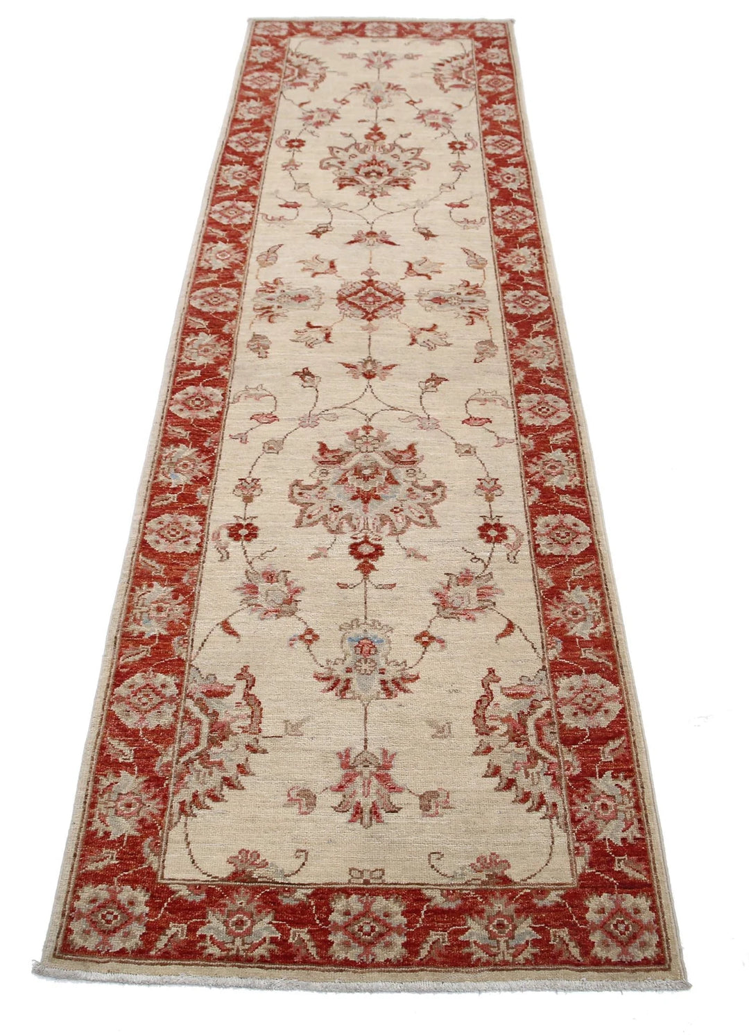 Ivory Afghan Ziegler Rug 2' 6" x 8' 4" Hand-Knotted | No. AT49634