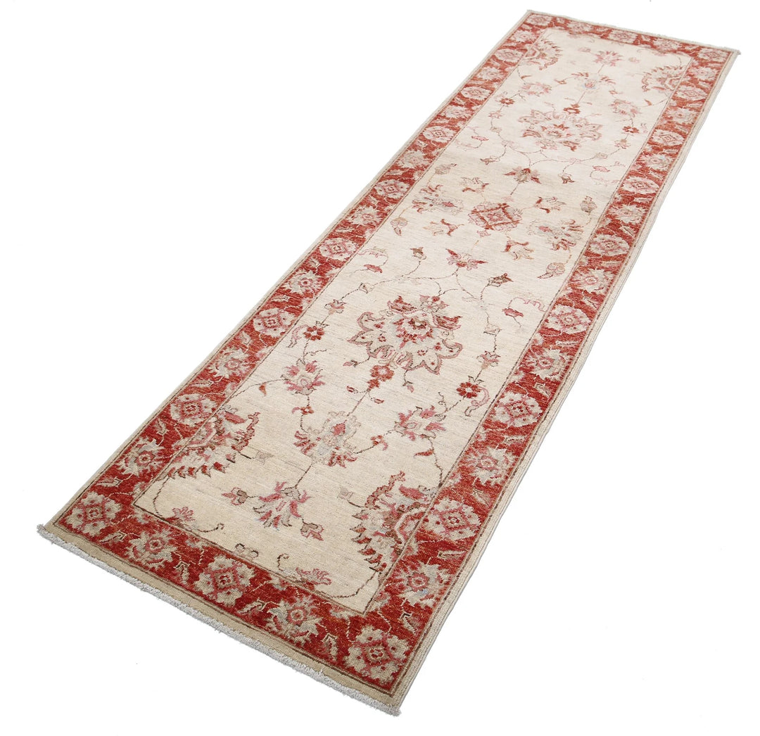 Ivory Afghan Ziegler Rug 2' 6" x 8' 4" Hand-Knotted | No. AT49634