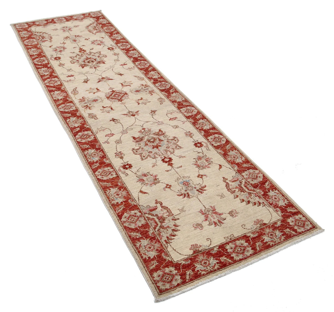 Ivory Afghan Ziegler Rug 2' 6" x 8' 4" Hand-Knotted | No. AT49634