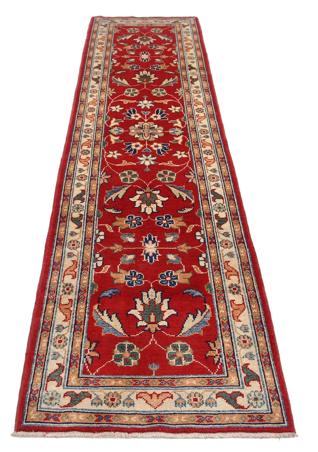 Red Afghan Ziegler Rug 2' 5" x 9' 9" Hand-Knotted | No. AT49692