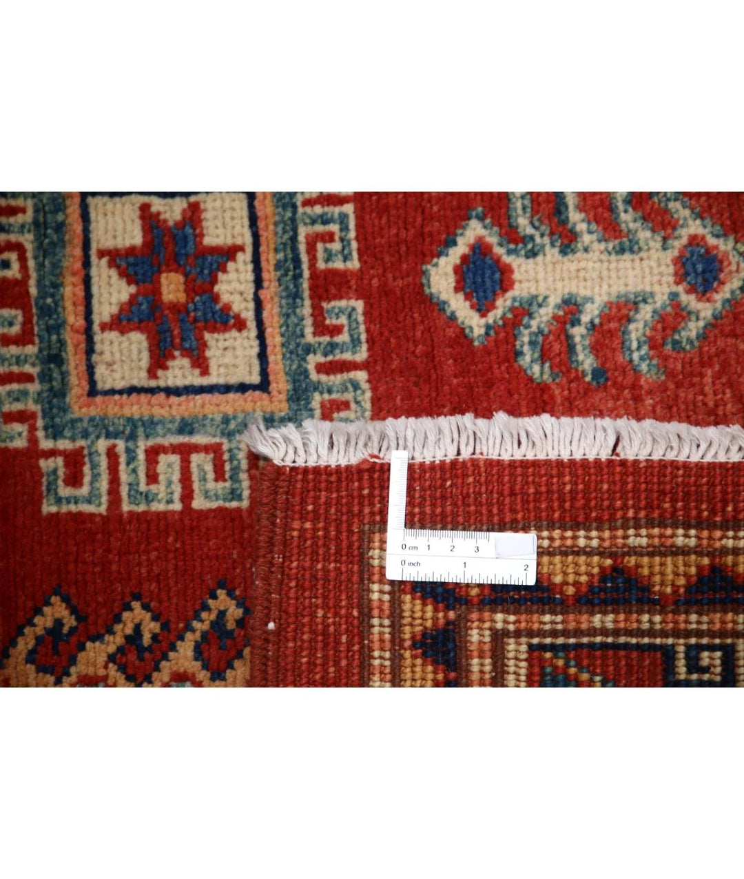 Afghan Kazak Rug 3' 2" x 5' 0" Hand-Knotted | No. AT49813