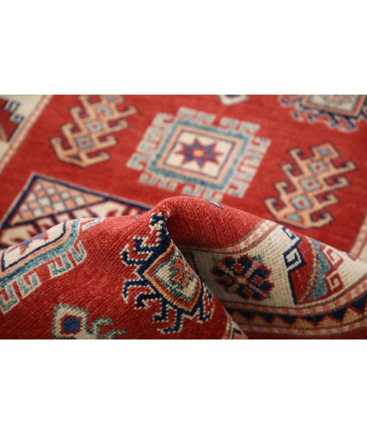 Afghan Kazak Rug 3' 2" x 5' 0" Hand-Knotted | No. AT49813