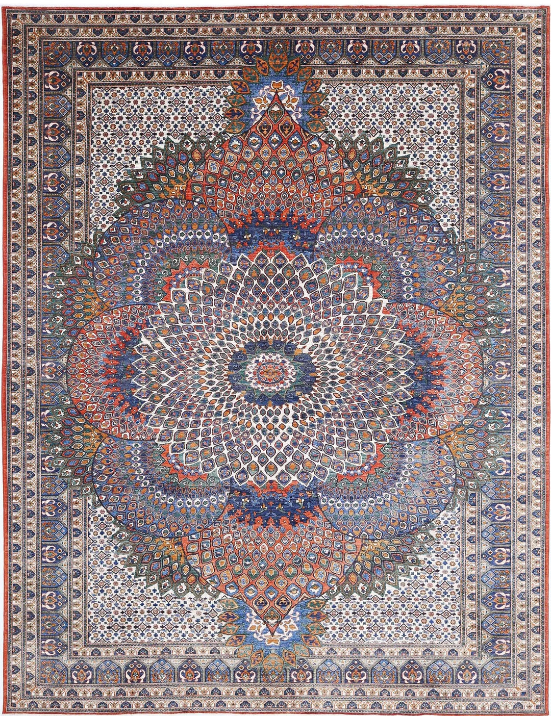 Afghan Nomadic Caucasian Humna Rug 12' 6" x 16' 4" Hand-Knotted | No. AT49816