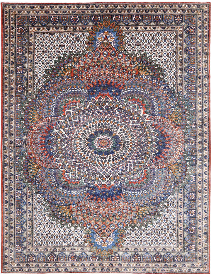 Afghan Nomadic Caucasian Humna Rug 12' 6" x 16' 4" Hand-Knotted | No. AT49816