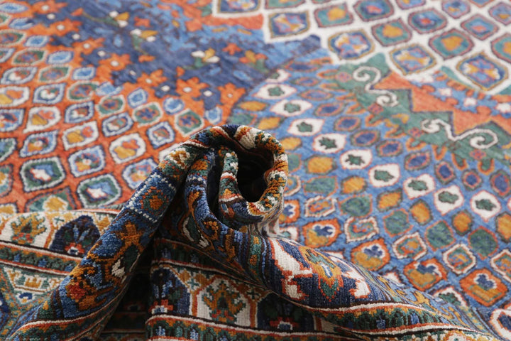 Afghan Nomadic Caucasian Humna Rug 12' 6" x 16' 4" Hand-Knotted | No. AT49816