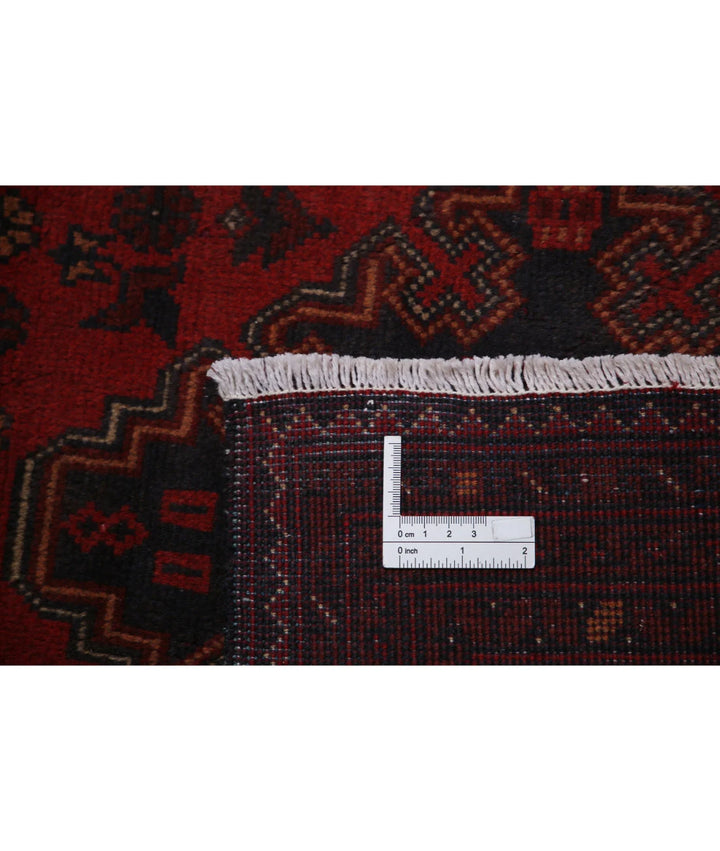 Red Afghan Tribal Rug 3' 3" x 4' 1" Hand-Knotted | No. AT49828