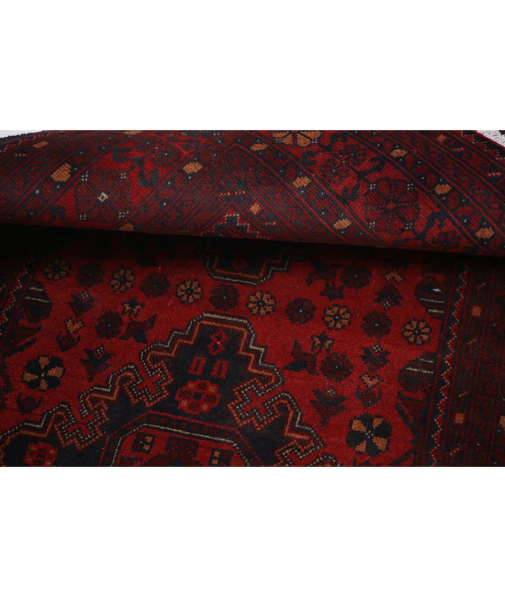 Red Afghan Tribal Rug 3' 3" x 4' 1" Hand-Knotted | No. AT49828