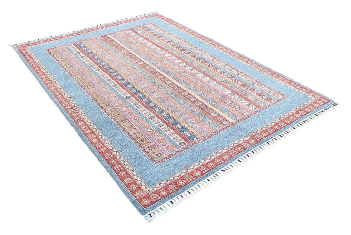 Blue Afghan Oriental Rug 5' 9" x 7' 8" Hand-Knotted | No. AT49905