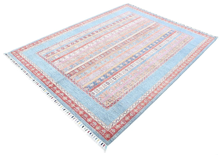 Blue Afghan Oriental Rug 5' 9" x 7' 8" Hand-Knotted | No. AT49905