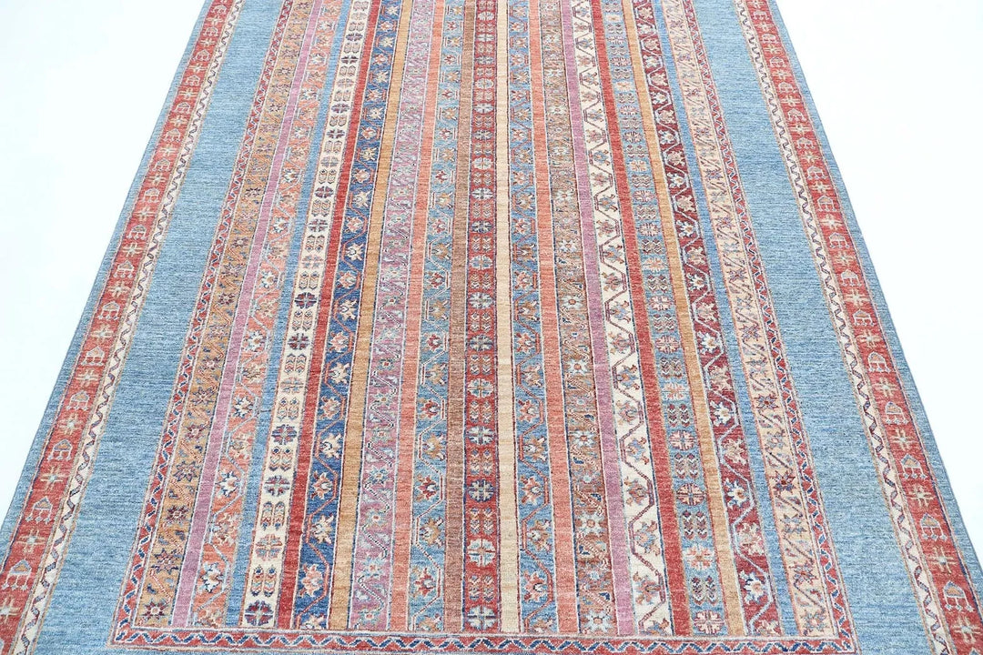 Blue Afghan Oriental Rug 5' 9" x 7' 8" Hand-Knotted | No. AT49905