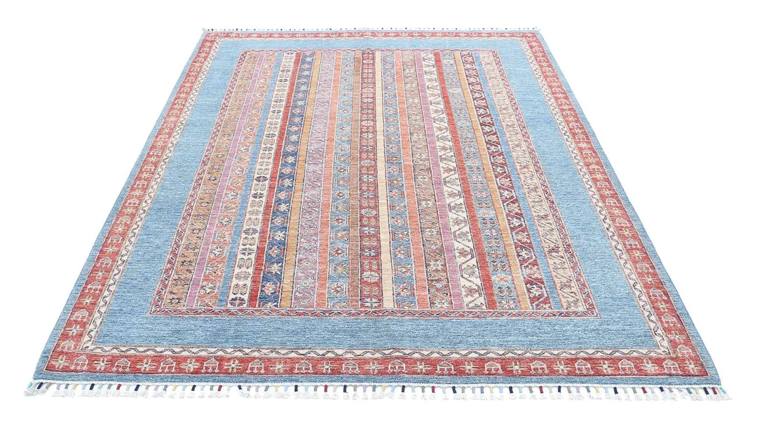 Blue Afghan Oriental Rug 5' 9" x 7' 8" Hand-Knotted | No. AT49905