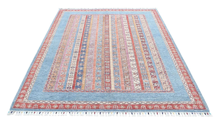Blue Afghan Oriental Rug 5' 9" x 7' 8" Hand-Knotted | No. AT49905