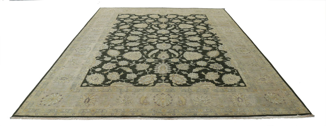 Green Indian Ziegler Rug 8' 11" x 11' 8" Hand-Knotted | No. AT49974