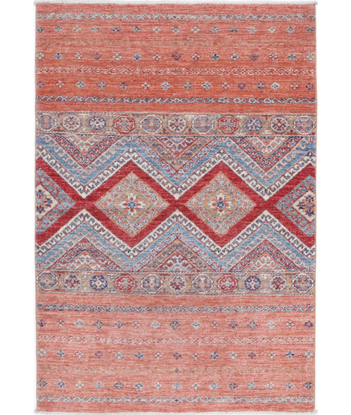 Afghan Khurjeen Rug 3' 3" x 4' 9" Hand-Knotted | No. AT50115
