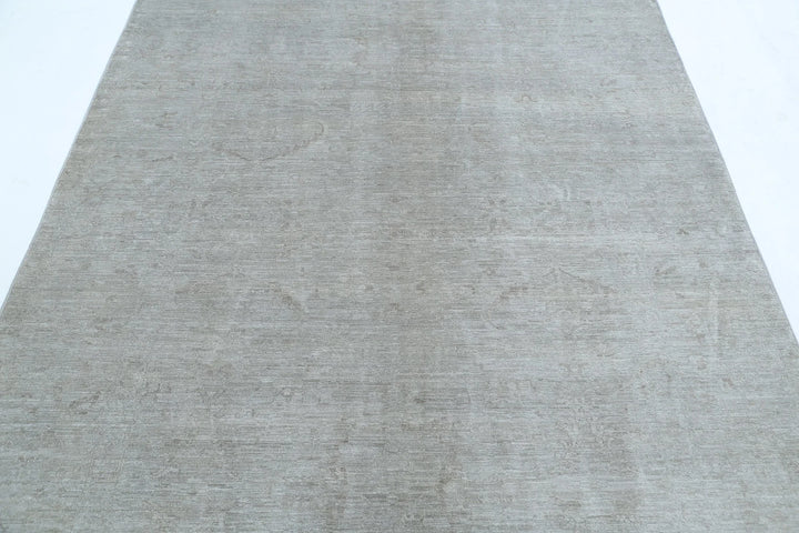 Grey Afghan Overdye Rug 5' 10" x 8' 3" Hand-Knotted | No. AT50136