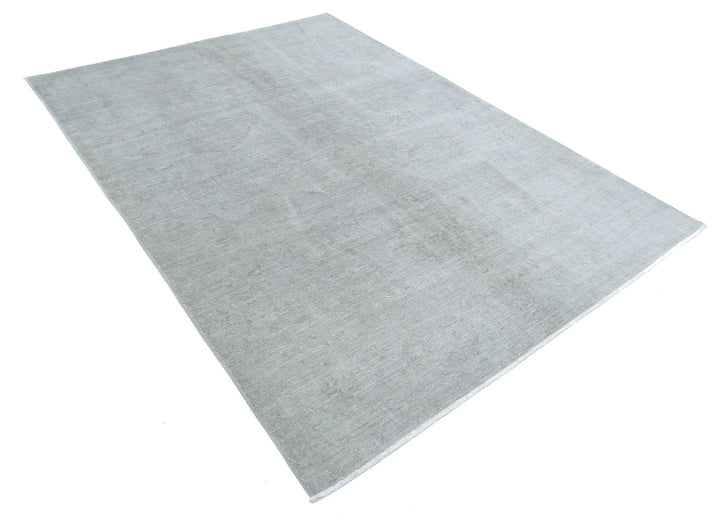 Grey Afghan Overdye Rug 5' 10" x 8' 3" Hand-Knotted | No. AT50136