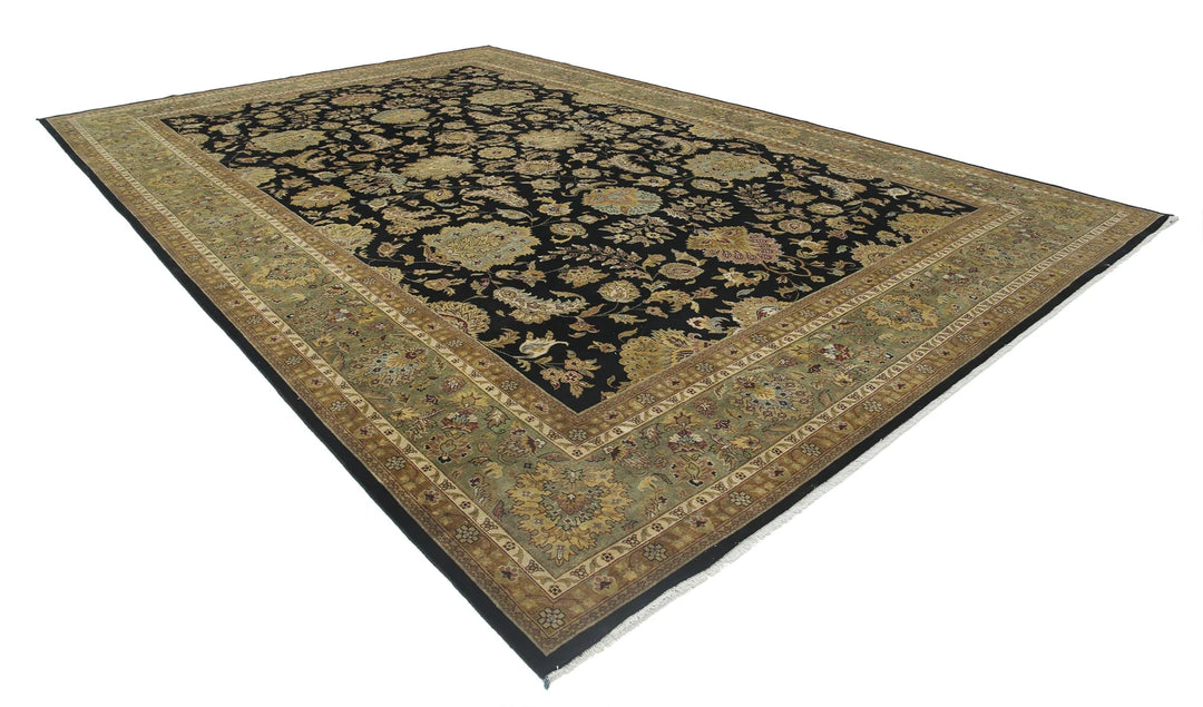 Black Indian Ziegler Rug 11' 10" x 18' 3" Hand-Knotted | No. AT501408