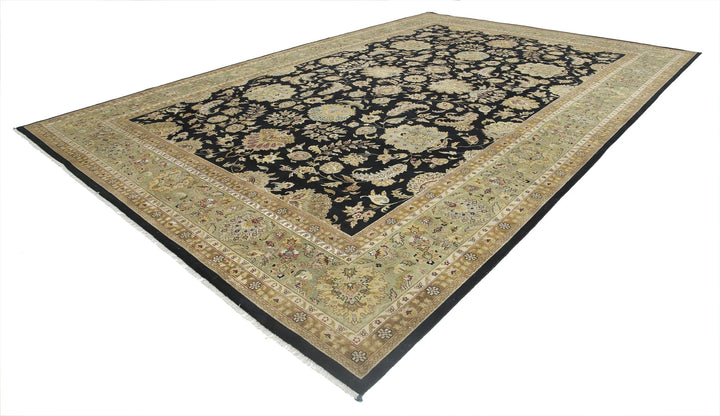 Black Indian Ziegler Rug 11' 10" x 18' 3" Hand-Knotted | No. AT501408