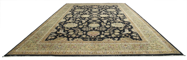 Black Indian Ziegler Rug 11' 10" x 18' 3" Hand-Knotted | No. AT501408