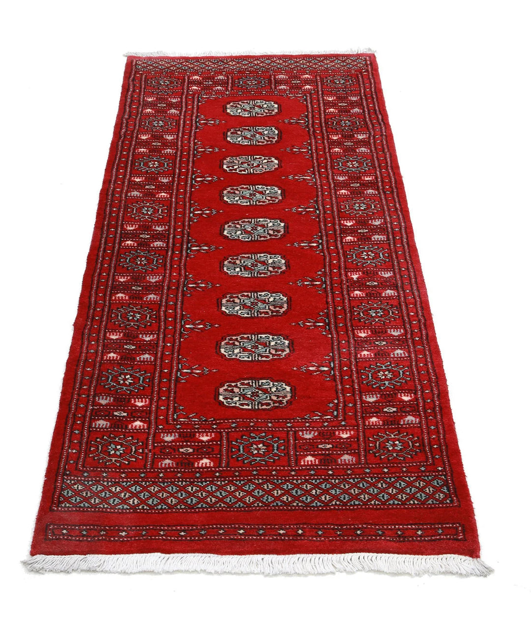 Red Pakistani Bokhara Rug 2' 6" x 5' 6" Hand-Knotted | No. AT50155