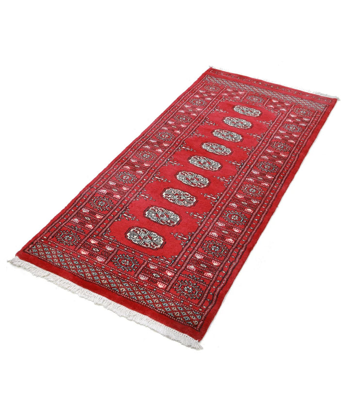 Red Pakistani Bokhara Rug 2' 6" x 5' 6" Hand-Knotted | No. AT50155