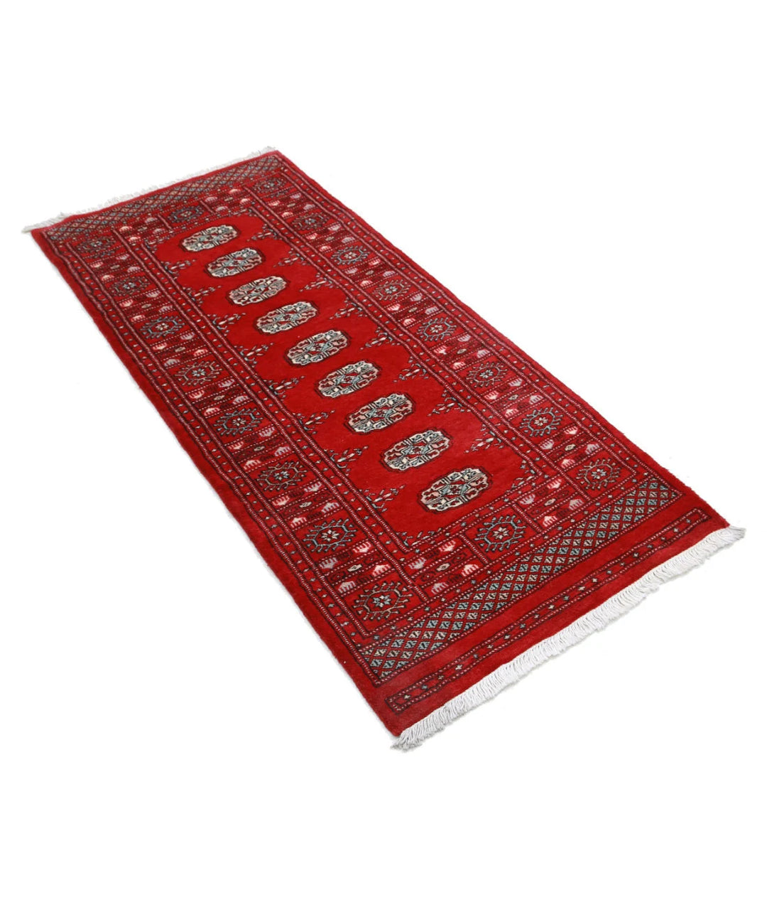 Red Pakistani Bokhara Rug 2' 6" x 5' 6" Hand-Knotted | No. AT50155
