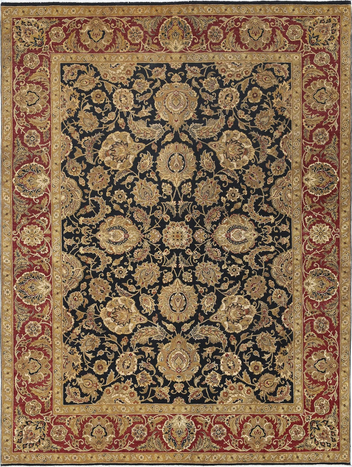 Black Indian Oriental Rug 9' 0" x 12' 0" Hand-Knotted