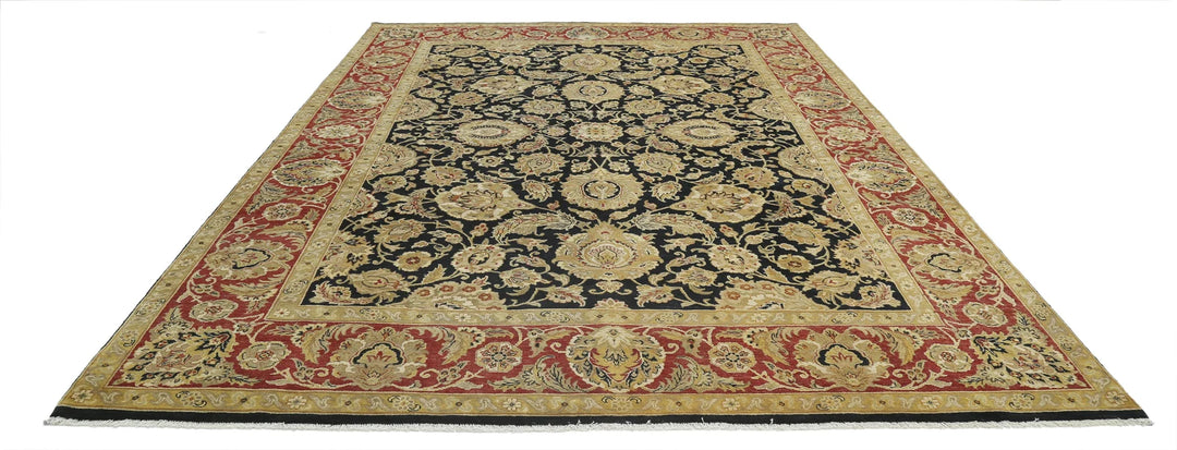 Black Indian Oriental Rug 9' 0" x 12' 0" Hand-Knotted view