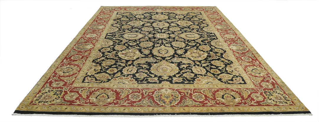 Black Indian Oriental Rug 9' 0" x 12' 0" Hand-Knotted | No. AT50157