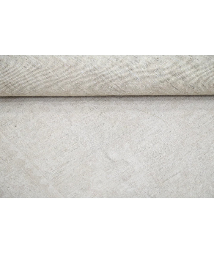 Ivory Afghan Tabriz Rug 8' 9" x 11' 9" Hand-Knotted | No. AT50196
