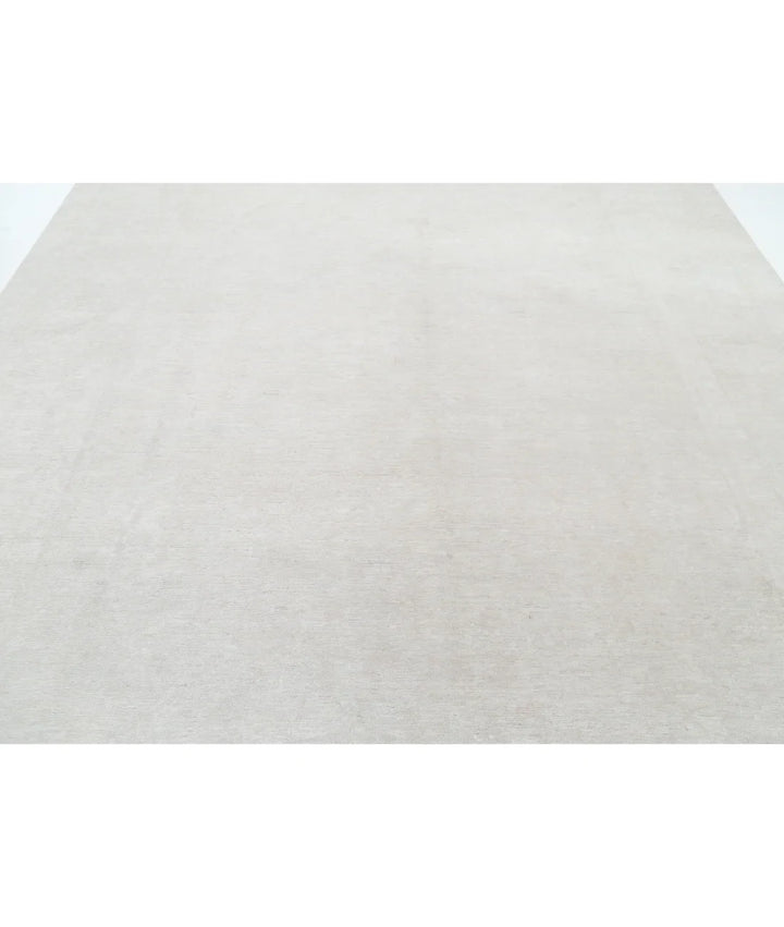 Ivory Afghan Tabriz Rug 8' 9" x 11' 9" Hand-Knotted | No. AT50196