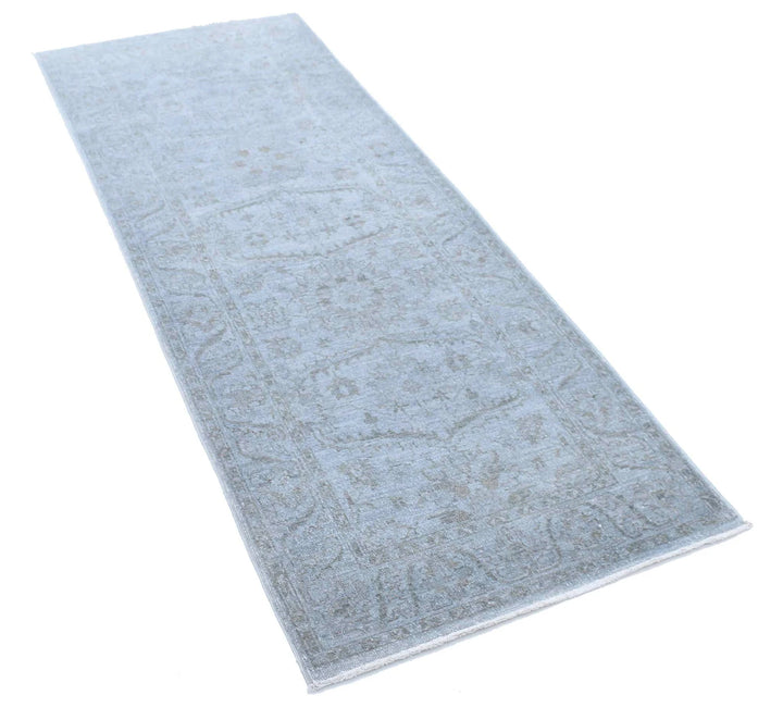 Blue Afghan Overdye Rug 2' 8" x 6' 11" Hand-Knotted | No. AT50203