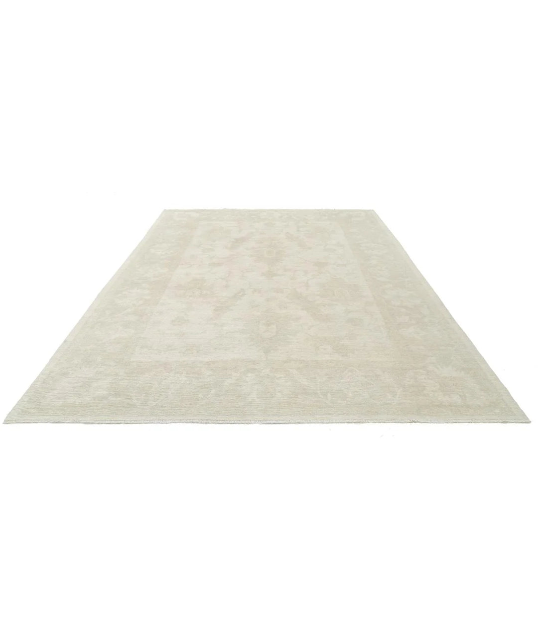 Ivory Afghan Oushak Rug 8' 9" x 11' 9" Hand-Knotted | No. AT50266