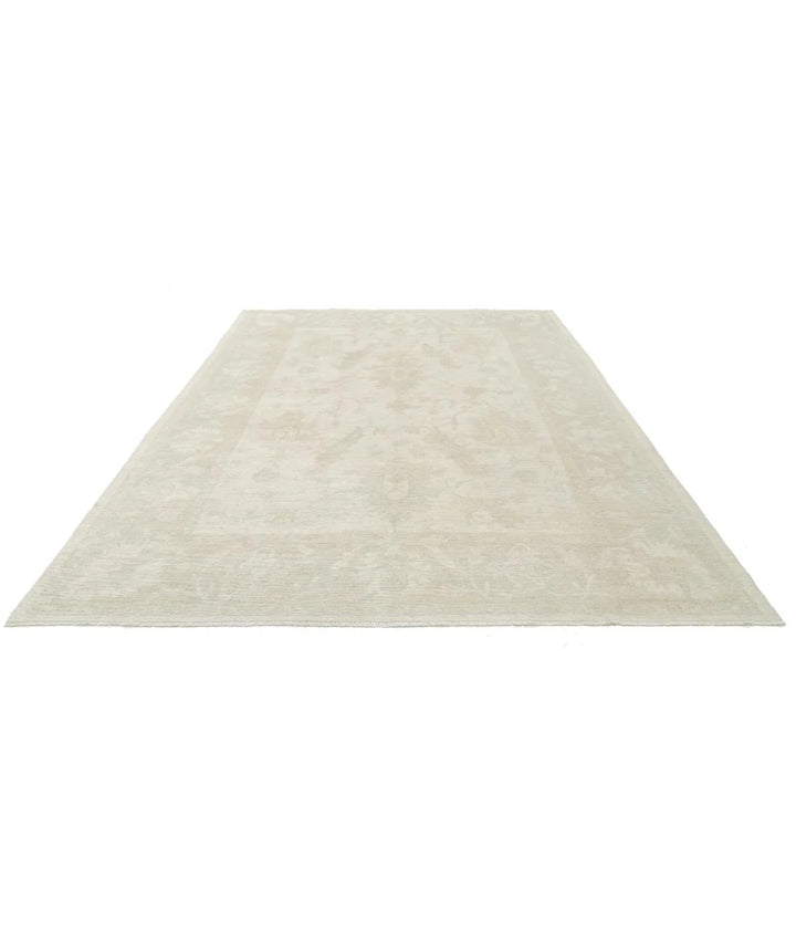 Ivory Afghan Oushak Rug 8' 9" x 11' 9" Hand-Knotted | No. AT50266