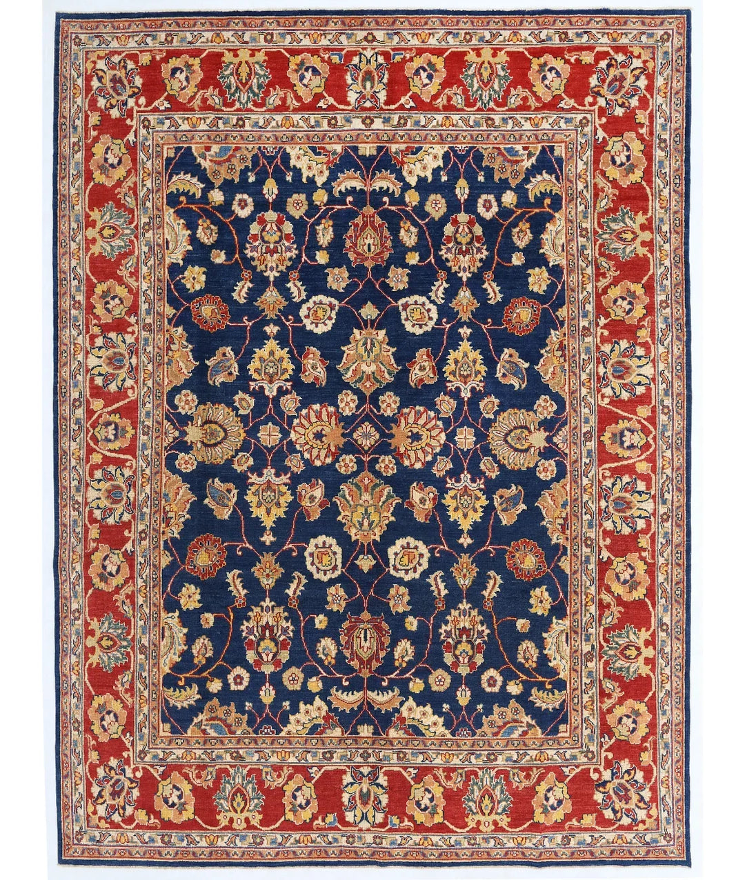 Blue Afghan Ziegler Rug 9' 0" x 12' 2" Hand-Knotted | No. AT50392