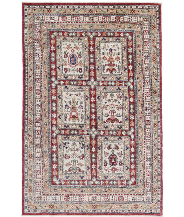 Afghan Bakhtiari Rug 4' 4" x 6' 8" Hand-Knotted | No. AT50457