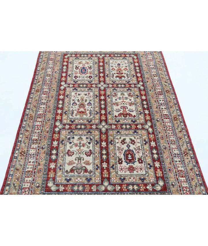 Afghan Bakhtiari Rug 4' 4" x 6' 8" Hand-Knotted | No. AT50457