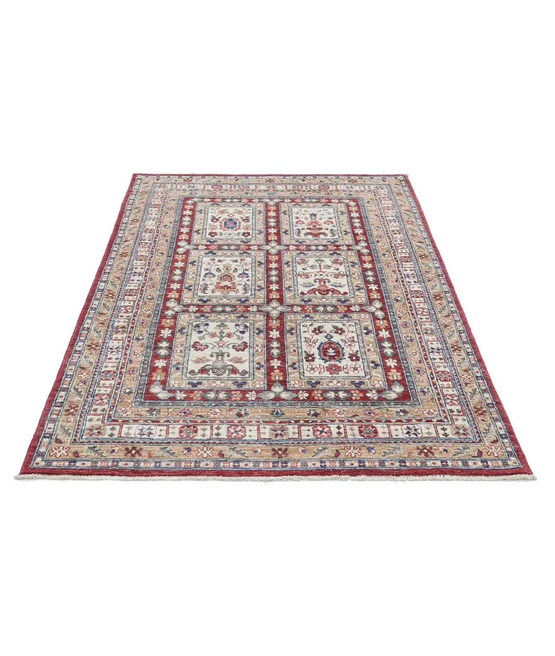 Afghan Bakhtiari Rug 4' 4" x 6' 8" Hand-Knotted | No. AT50457