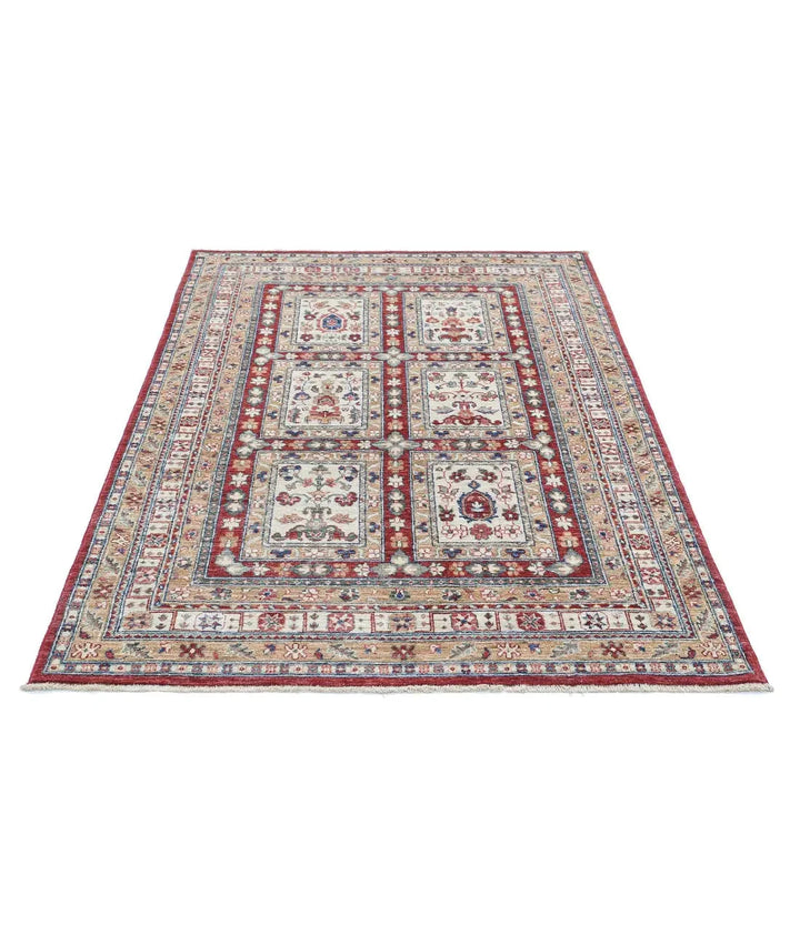 Afghan Bakhtiari Rug 4' 4" x 6' 8" Hand-Knotted | No. AT50457