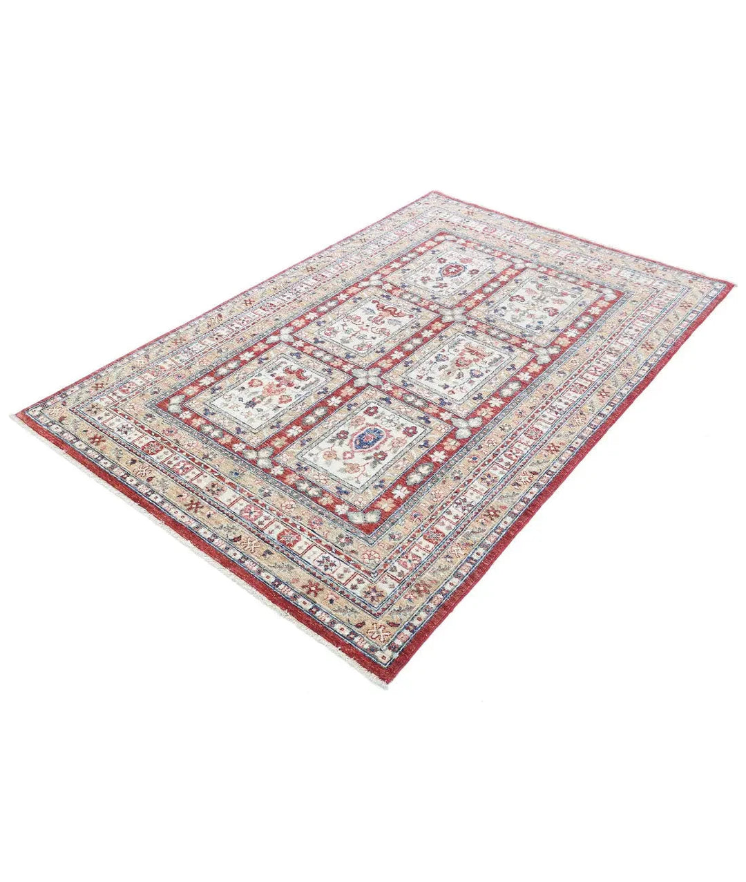 Afghan Bakhtiari Rug 4' 4" x 6' 8" Hand-Knotted | No. AT50457