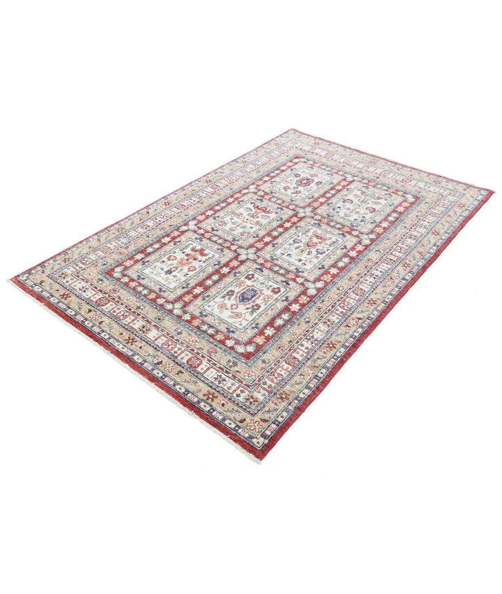 Afghan Bakhtiari Rug 4' 4" x 6' 8" Hand-Knotted | No. AT50457